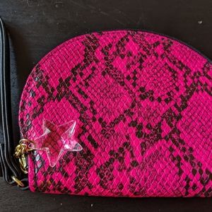 Girls faux snake print wristlet clutch